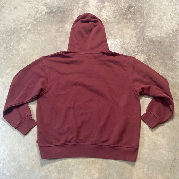 Levis Sweatshirt Mens Large Relaxed Fit Red Burgurdy Pullover Hoodie Comfort - Picture 4 of 8